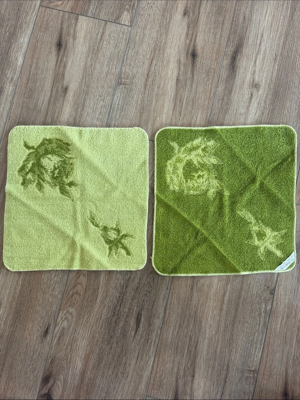 Vintage Fieldcrest Avocado/Olive Green Floral Bath Towel Set - 2 sets. NWOT